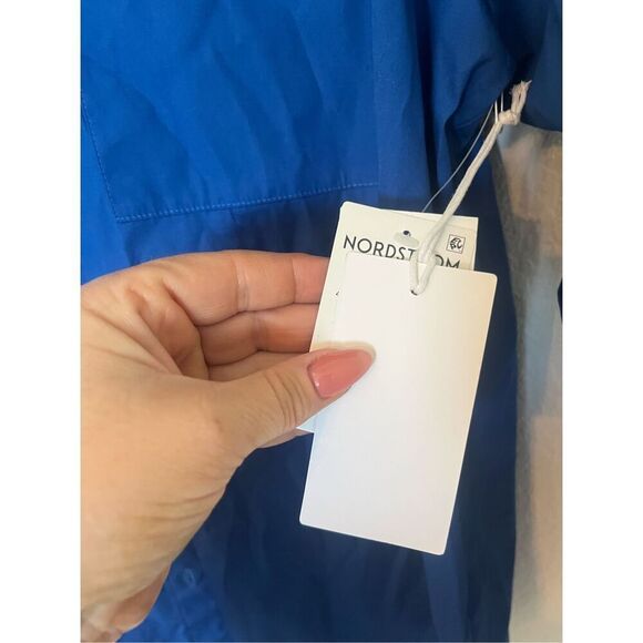 Nordstrom Poplin Two-Pocket Button-Up Shirt - Blue Marmara NEW - Picture 6 of 8